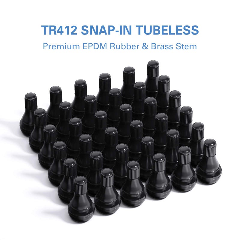 CKAuto صمام الإطارات المطاطي CKAuto TR412 قصير أسود للتثبيت في الثقوب 0.453 بوصة 11.5 مم على إطارات السيارات القياسية (50 قطعة/كيس) - Image 4